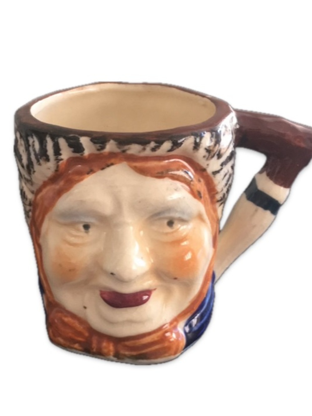 Vintage Ceramic Toby Miniature Mug Old Woman Face Head Character Jug Japan